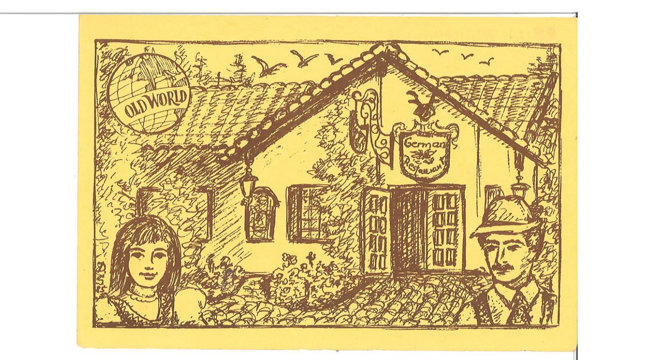 Sketch of The Old World Village with Cyndie and Bernie